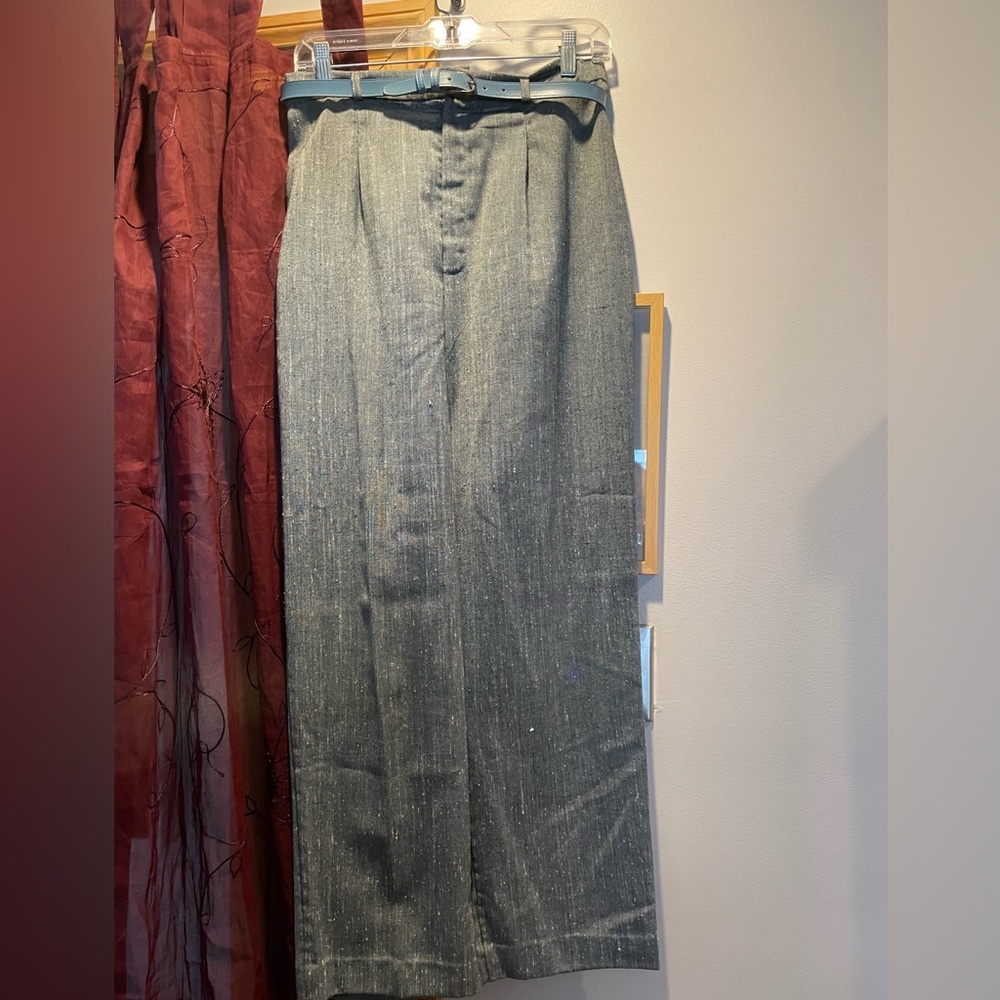 COS COB Gray Linen belted Pants. Size 14